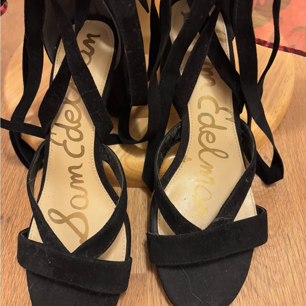 Sam Edelman Black Lace-Up Strappy Heels - Size 9.5